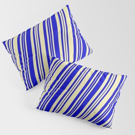 [ Thumbnail: Pale Goldenrod & Blue Colored Lines/Stripes Pattern Pillow Sham ]