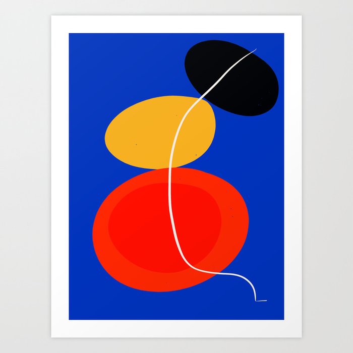 red yellow black blue abstract zen minimal art Art Print