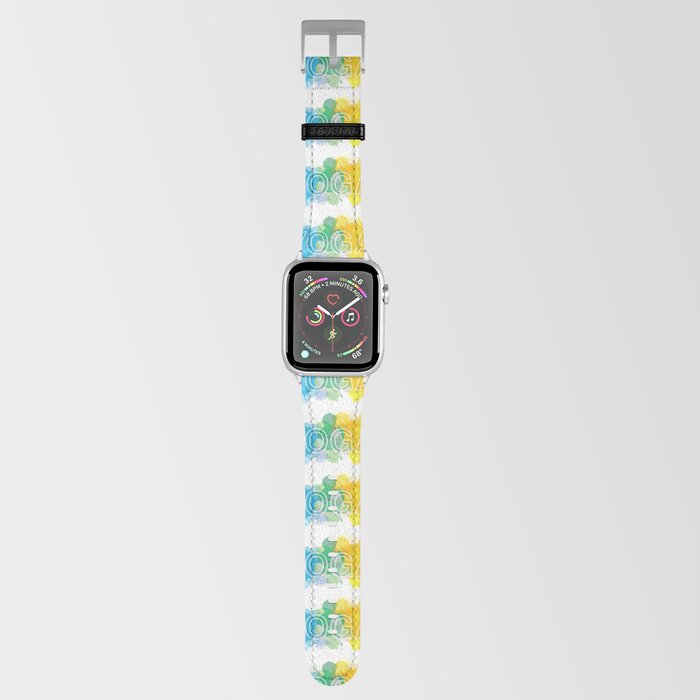 YOGA typography short quote in colorful watercolor paint splatter cool scheme	 Apple Watch Band