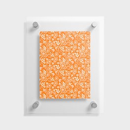 Orange And White Eastern Floral Pattern Floating Acrylic Print