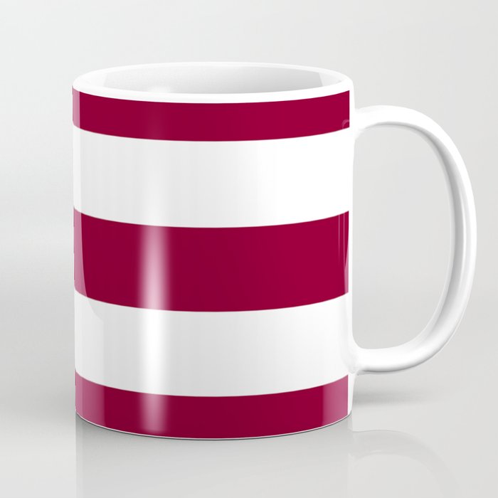 Oxblood - solid color - white stripes pattern Coffee Mug