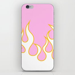 Fire - Colorful Retro Vintage Flame Art Design Pattern in Pink and Yellow iPhone Skin