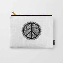 Zen Doodle Peace Symbol Black And White Carry-All Pouch