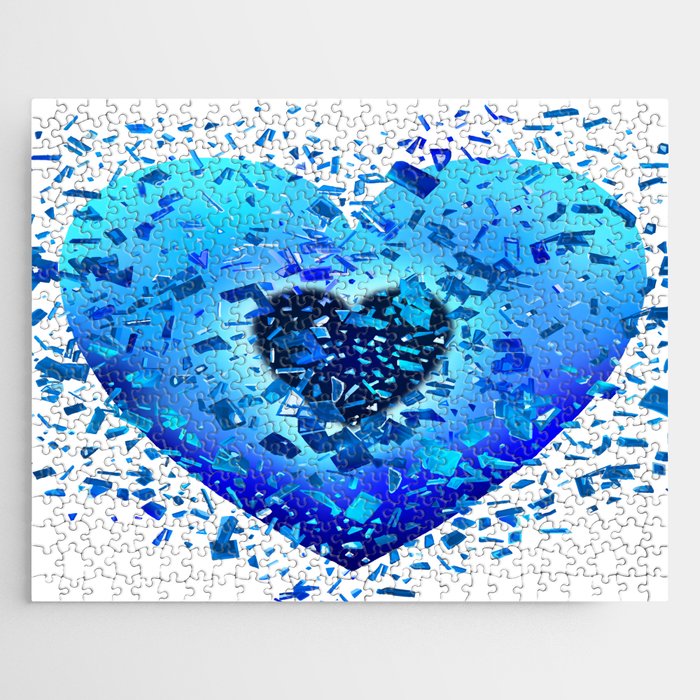  Shattering Ice Blue Heart Jigsaw Puzzle