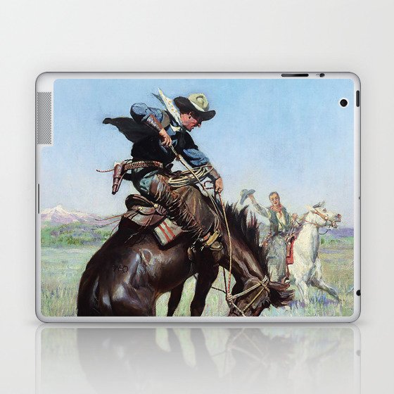 “Busting a Bronco” by W Herbert Dunton Laptop & iPad Skin