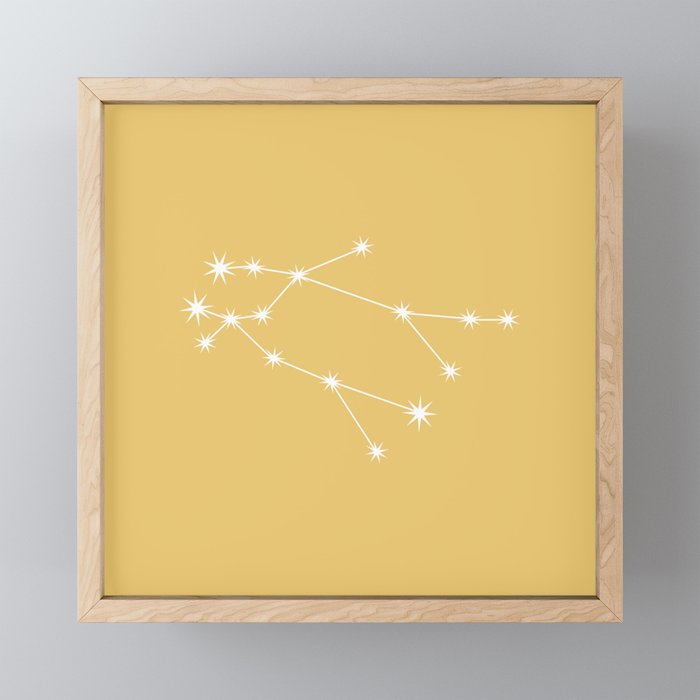GEMINI Sunshine Yellow – Zodiac Astrology Star Constellation Framed Mini Art Print