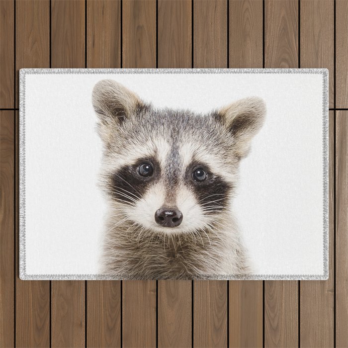 Cute Baby Raccoon, Woodland Animals, Kids Art, Baby Animals Art Print By Synplus Outdoor Rug