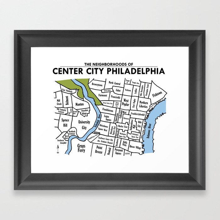 Neighborhoods of Center City Philadelphia Framed Art Print