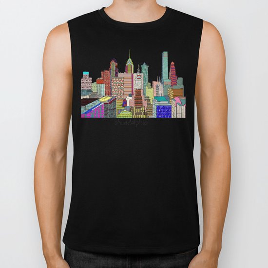 Philadelphia city sklyine Biker Tank