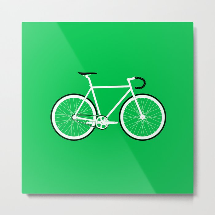 Green Fixed Gear Road Bike Metal Print