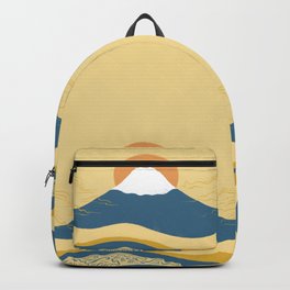 Abstraction landscape minimalist Mount Fuji the great wave ocean Backpack