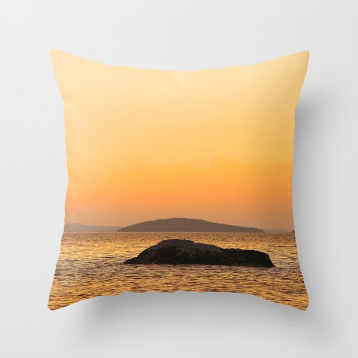 Beautiful Lakescape Yellow Orange Sunset Sky #decor #society6 #buyart Throw Pillow
