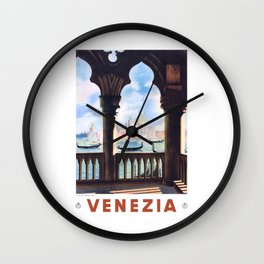 1938 ITALY Venice Venezia Travel Poster Wall Clock
