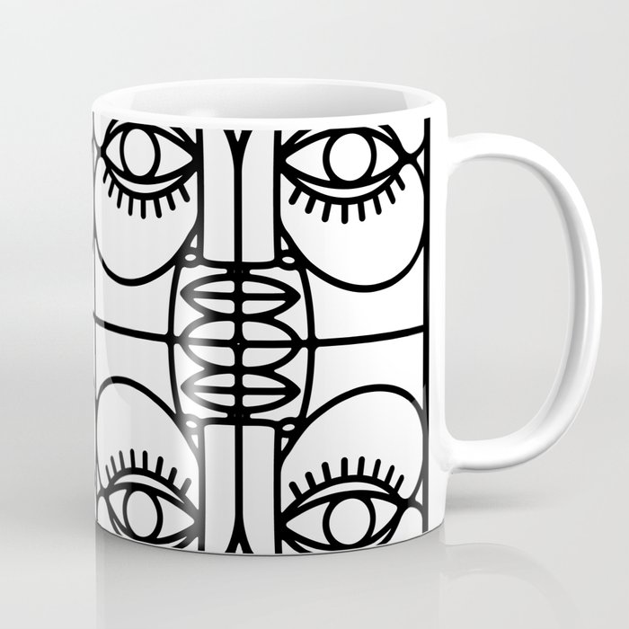 Merging Faces Black and white Coffee Mug