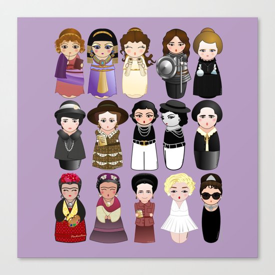 Kokeshis Women in the History Canvas Print