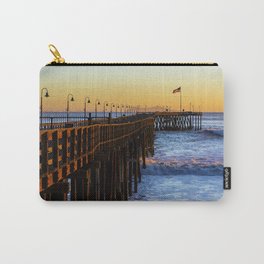 Ventura Pier, Ventura, CA. Carry-All Pouch | Pier, Art, Ocean, Flag, Ventura, Sunset, Beach, Sky, Surfing, Surfer 