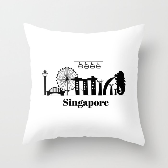 Singapore Skyline Throw Pillow