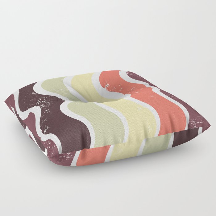 Mid Century Modern Style Wavy Pattern - Retro colors Floor Pillow