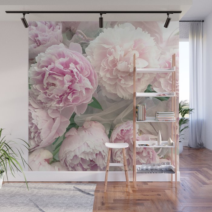 Shabby Chic Pastel Pink Peonies Wall Art Home Decor Mural By Kathy Fornal Society6 - Rustic Chic Decor Wall Hanging