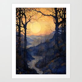 Sunset over River Valley Art Print