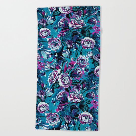 RPE FLORAL VIII BLUE Beach Towel