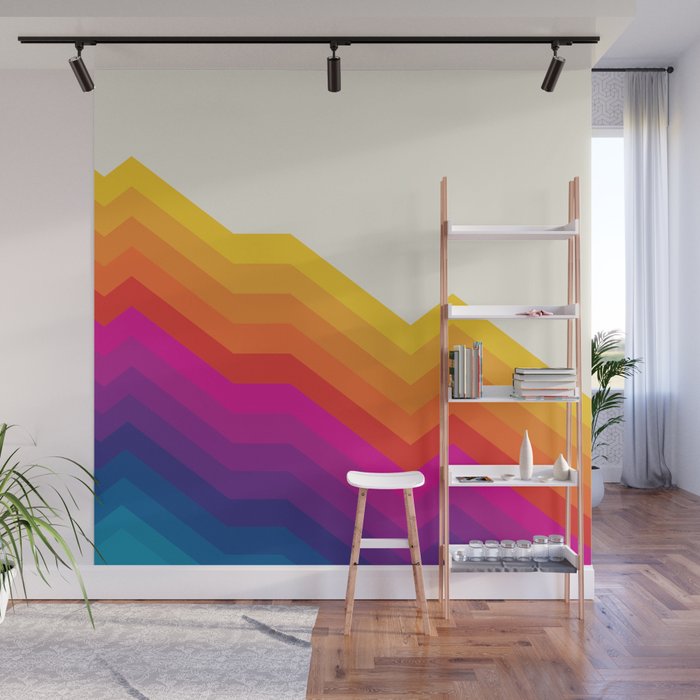 Seventies rainbow stripes Wall Mural