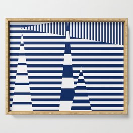 Stripes on Stripes - Blue and White Serving Tray