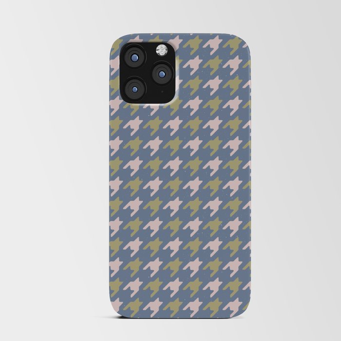 Simple Houndstooth Pattern (Bluish Grey \ Pastel Pink\ Muted Green) iPhone Card Case