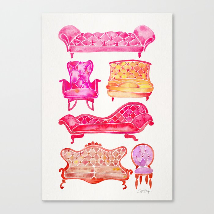 Victorian Lounge – Pink Palette Canvas Print