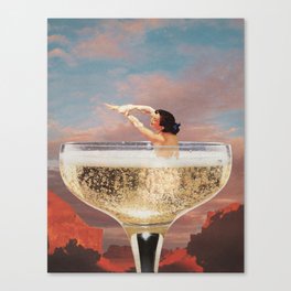 CHAMPAGNE DREAMS by Beth Hoeckel Canvas Print | Vintage, Champagne, Retro, Collage, Bath, Surrealist, Nature, Beth, Digital, Bethhoeckel 
