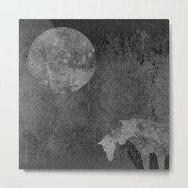 Moon with Horses in Grays Metal Print