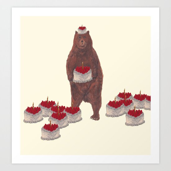 he baked so many strawberry cakes. Art Print