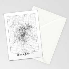 Cedar Rapids White Map Stationery Card