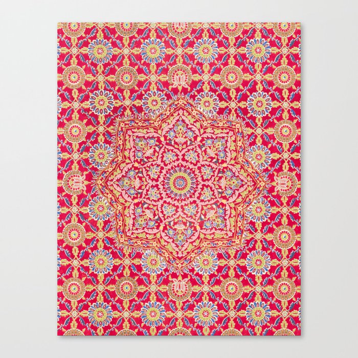 Oriental Vintage Red And Pink Mosaic  Pattern  Canvas Print