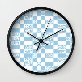 HAPPY Checkerboard (Morning Sky Light Blue Color) Wall Clock