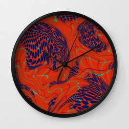 Red Purple Wavy Grunge Wall Clock