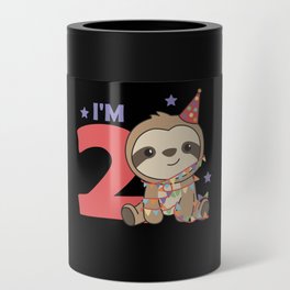 Second Birthday Sloth For Children 2 Years Can Cooler