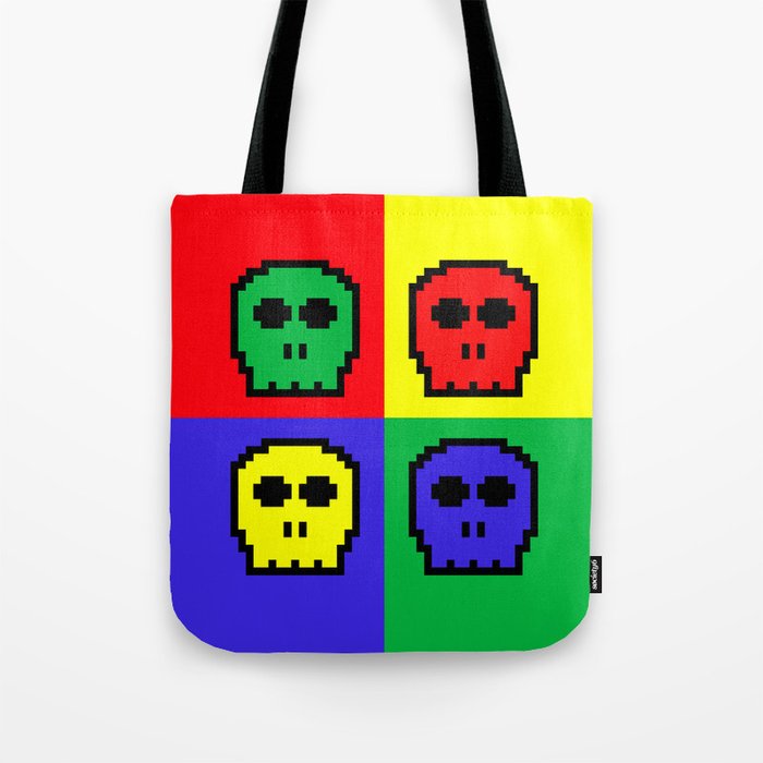 8-bit Four Color Skulls - Pixel Art Tote Bag