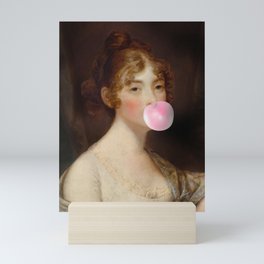 Naughty girl with a bubble gum Mini Art Print