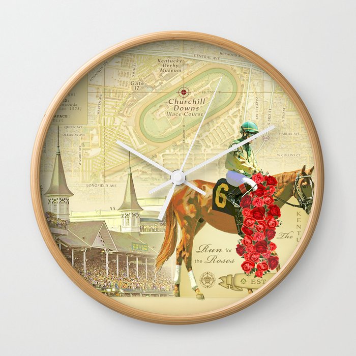 Artistic Kentucky Derby [vintage inspired] Map print Wall Clock