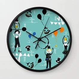 Acrobats blue Wall Clock