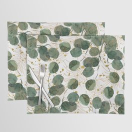 Abstract gold glitter green watercolor eucalyptus leaf Placemat