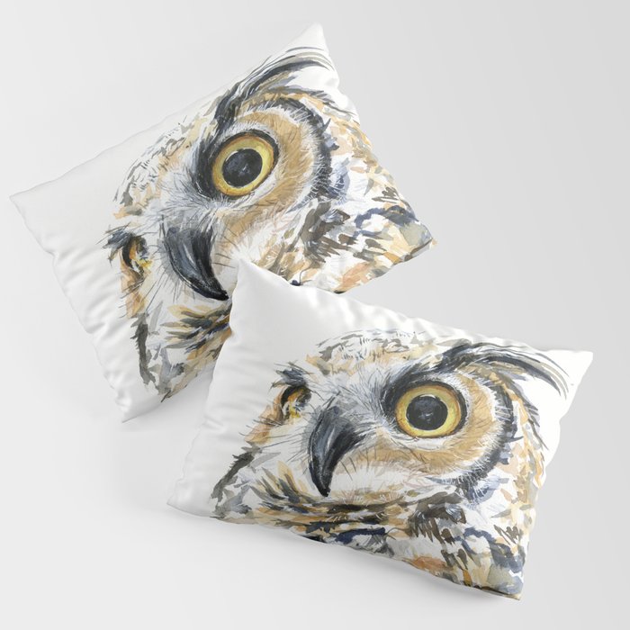 Owl Great Horned Bird of Prey Owls Animals Bird Wildlife Pillow Sham