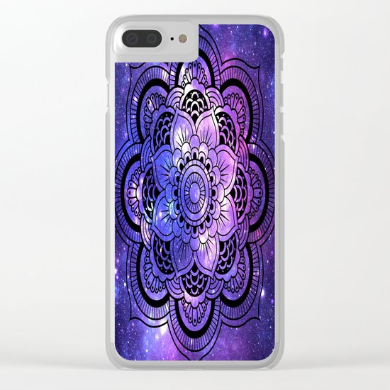 Mandala : Purple Blue Galaxy Clear iPhone Case