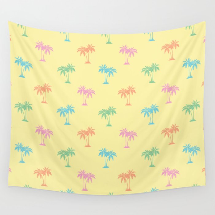 Palm Trees silhouette pattern. Digital Illustration Background Wall Tapestry