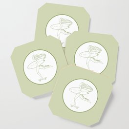 Surf Skate Cruise | California Skater Surfer Girl Design | Beach Inspired Artwork | Olive Green Coaster