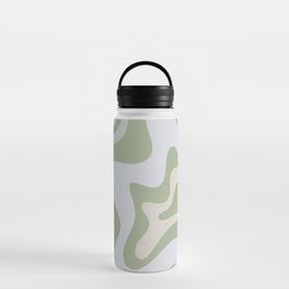 Liquid Swirl Contemporary Abstract Pattern in Light Sage Green Water Bottle