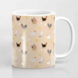 Chicken,chicks,roosterpattern,plane beige background  Coffee Mug