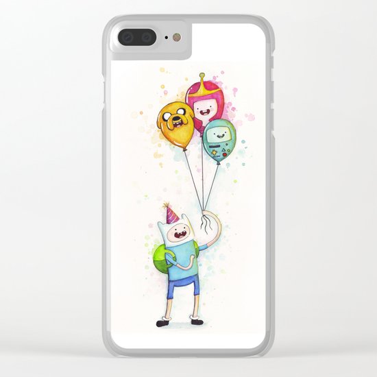 Finn with Birthday Balloons Jake Princess Bubblegum BMO Clear iPhone Case