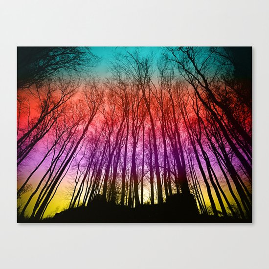 Colorful forest silhoutte Canvas Print